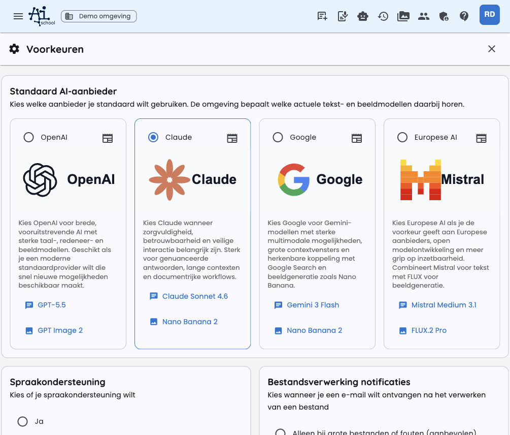 Voorkeuren Instellen