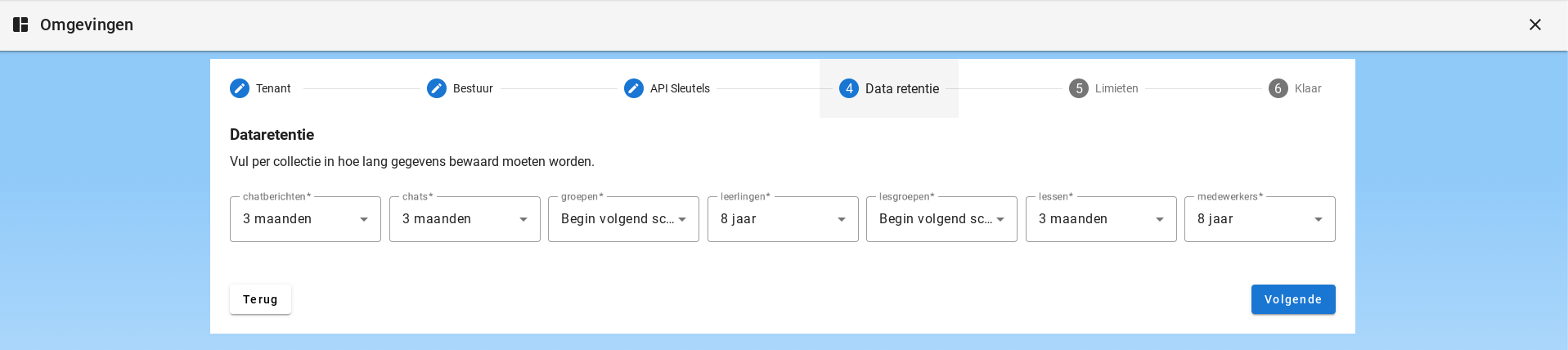 Indstilling af opbevaringsperioder