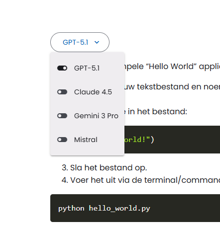 Udvalg af sprogmodeller