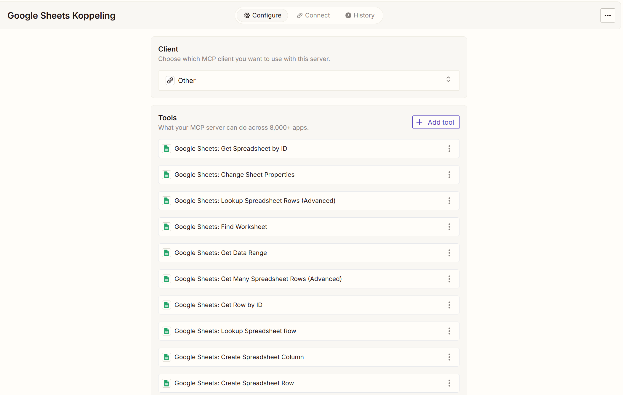 Herramientas configuradas