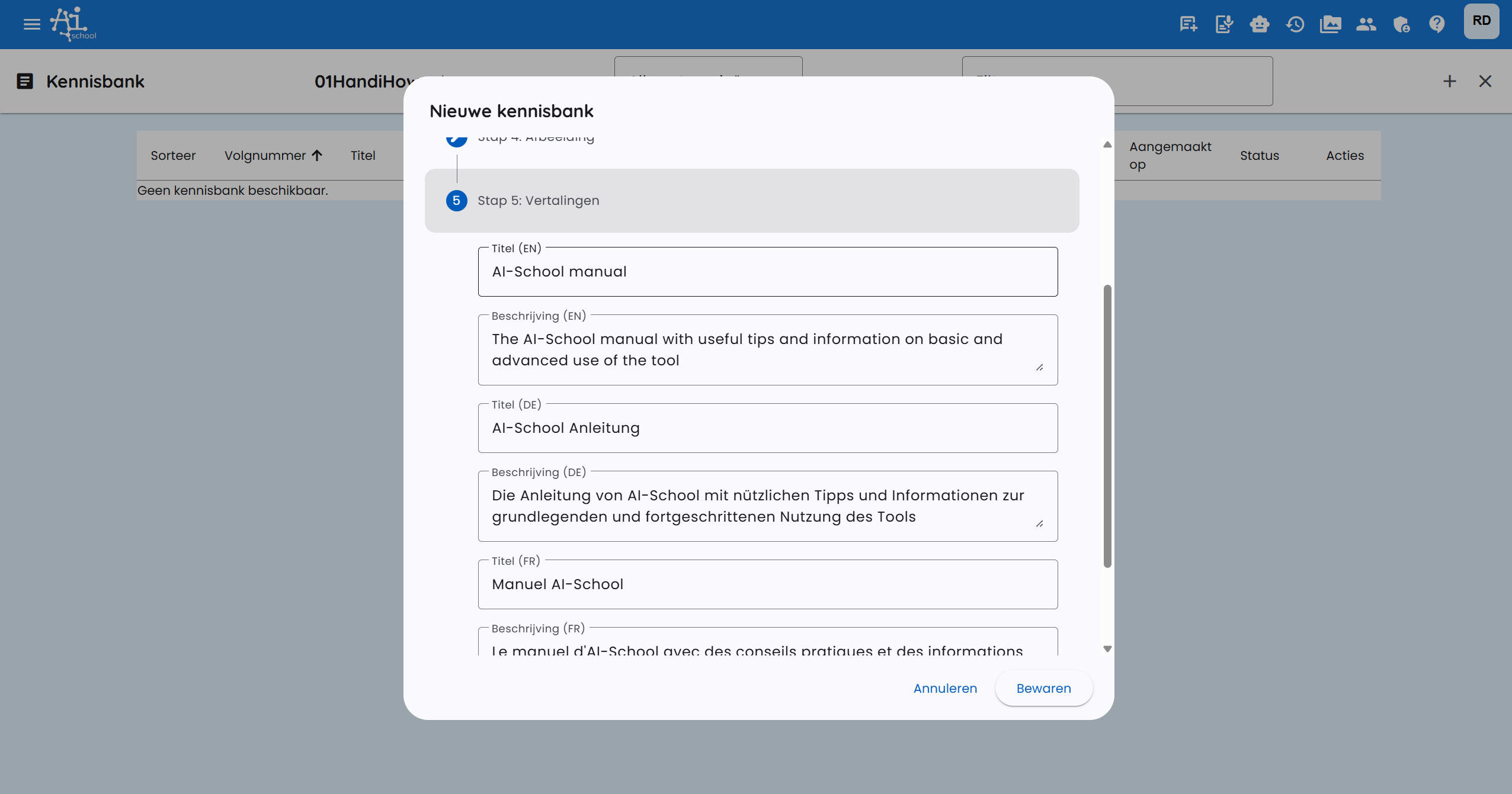 Traduzioni dell'elemento knowledge base