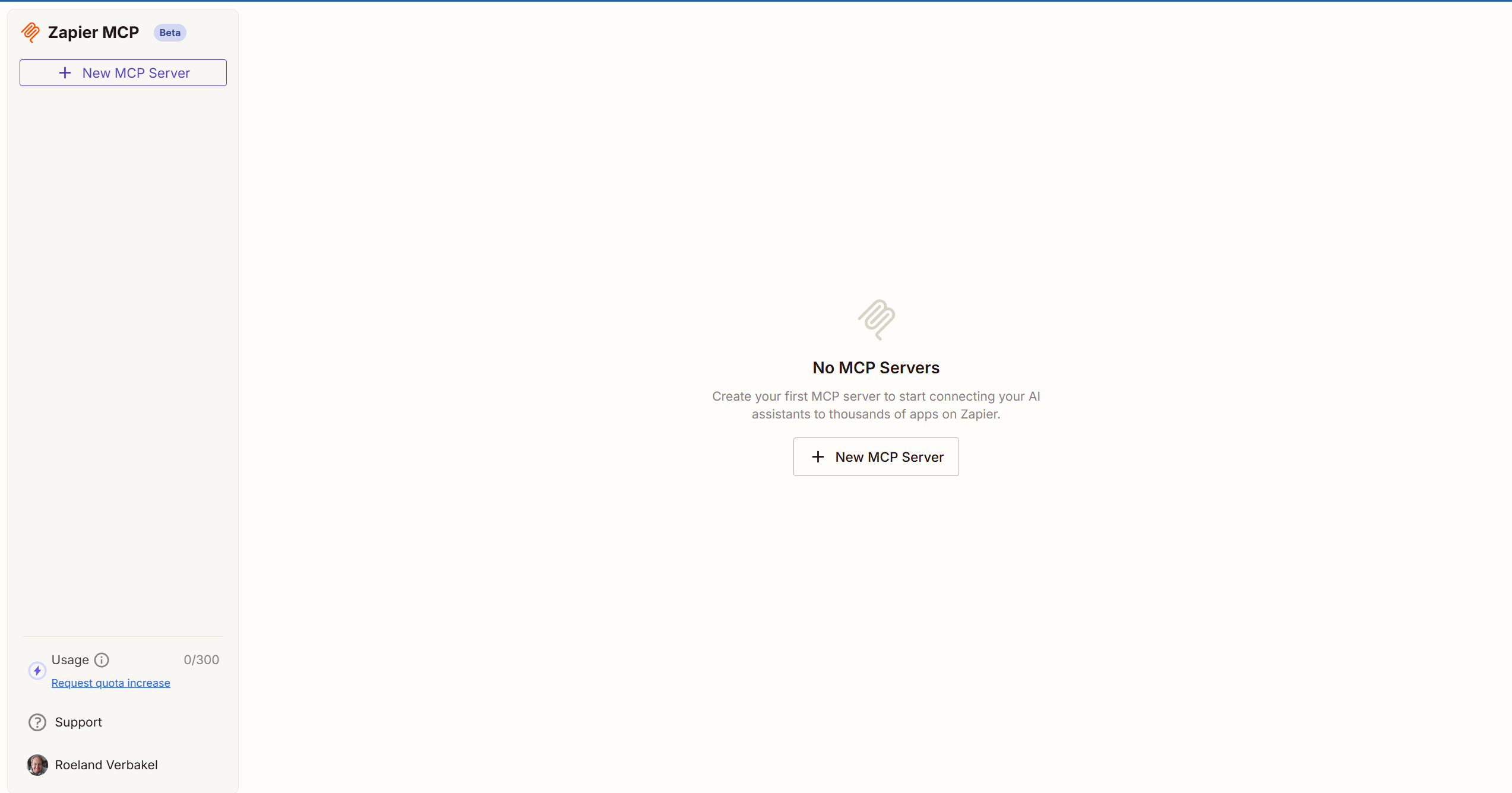 Стартовый экран Zapier MCP