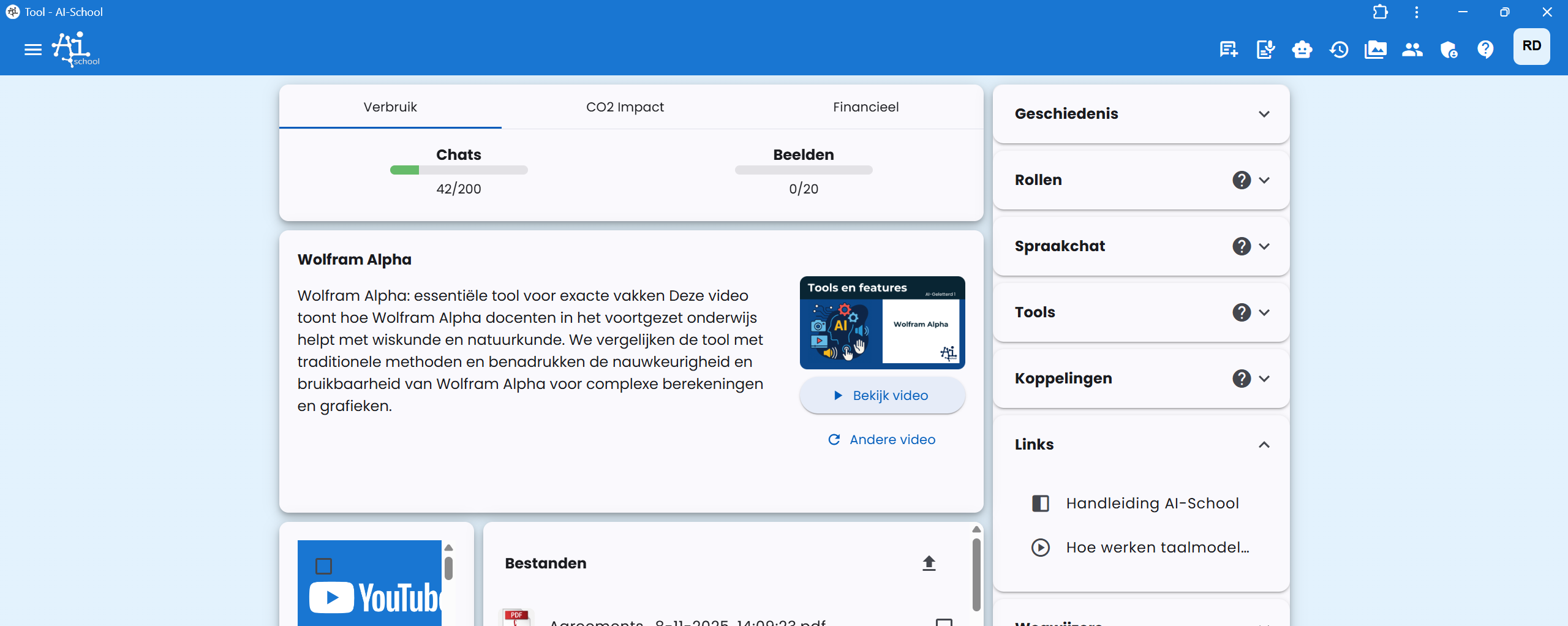 Links op dashboard